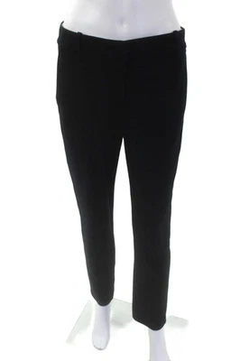 Pantalones de pierna recta estampados a cuadros con cremallera texturizada Theory para mujer azul marino talla 02 Foto 1 de 4