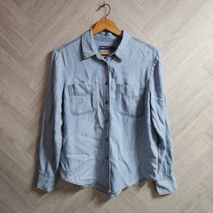 Camicia donna blu denim con bottoni collezione M&S UK taglia 8 marchi western - Foto 1 di 8