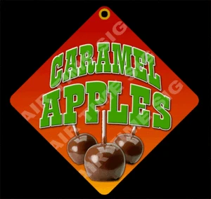 CARAMEL APPLES Diamond Concession Sign - Trailer, Stand 12" x 12" 2 sided - Picture 1 of 2