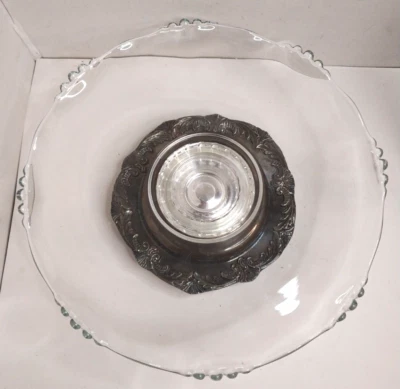 SOPORTE PARA PASTELES SUSAN PEREZOSO DE VIDRIO DE COLECCIÓN con base de placa plateada por lb, se envía gratis Foto 1 de 4