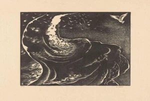 The Flood – Bernard Essers 1931 Art Print Expressionist Woodcut Biblical Storm - Picture 1 of 2
