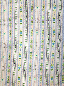 Blau Blumen Streifen Stoff Baumwolle weiß Woodland Jim Shore 7582 Benartex Reststück - Bild 1 von 3