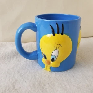 Vintage Looney Tunes Tweety Vogel Keramik Becher Tasse Kaffee 3D Xpres blau gelb - Bild 1 von 6