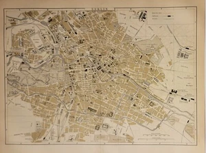 Antique detailed color litho map plan Berlin Germany Johnson's Cyclopaedia 1897 - Picture 1 of 10