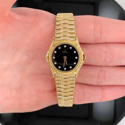 Ebel Classic Wave 18k Solid Gold Factory Diamond Quartz Ladies Watch $15k / 63gr - Image 1 of 4