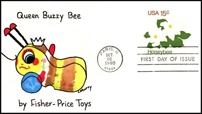 Scott U599 15 Cents Honey Bee Carole Murry Hand Painted FDC 10 Of 15 - Image 1 of 2