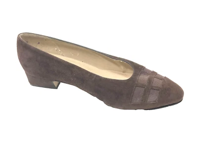 SELBY VINTAGE BROWN SUEDE HEELS, MESH INSERT, 9 EE - Image 1 of 4