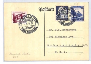 GERMANY HINDENBURG ZEPPELIN Air Mail Card 1 NORDAMERIKA FAHRT 1936 USA LZ48 - Picture 1 of 12