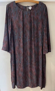 Kin by John Lewis shift dress size L 43" teal brown pockets arty oversized - Picture 1 of 7