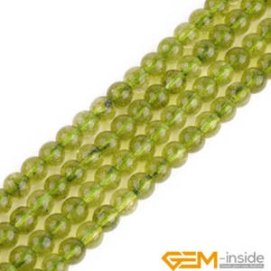 Green Dyed Peridot Quartz Crystal Round Beads For Jewelry Making 15"4mm 6mm 8mm - Picture 1 of 30