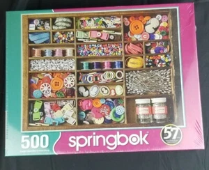 Springbok Puzzles - The Sewing Box - 500 Piece Jigsaw Puzzle - 18" x 23.5" - Picture 1 of 2