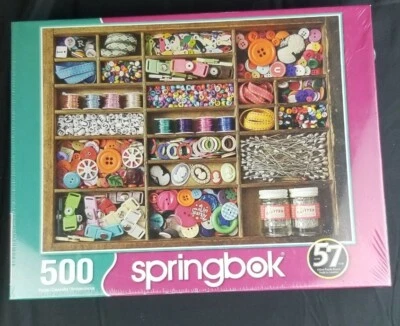 Springbok Puzzles - The Sewing Box - 500 Piece Jigsaw Puzzle - 18" x 23.5" - Image 1 of 2