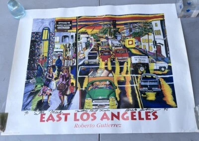 Póster firmado por Roberto Gutiérrez 1995 East Lost Angeles arte chicano mexicano Foto 1 de 4