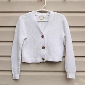 J. CREW Crewcuts Girls Cotton Blend Cardigan Sweater Sz 6-7 White Preppy School - Picture 1 of 5