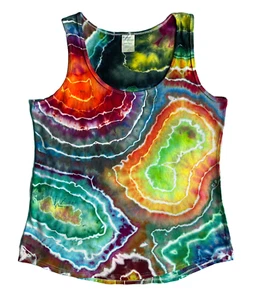 Rainbow Geode Ice Tie Dye Women's L Tank Top - Picture 1 of 6