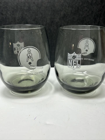 Vintage NFL Houston Oilers Cocktail Glasses Tinted Smoke 70s Set of 2 Cover