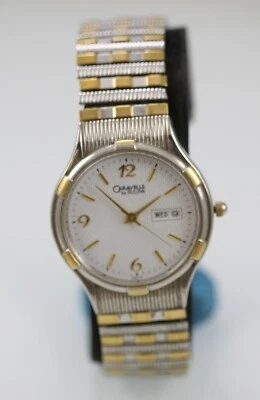 Caravelle Bulova Uomo Orologio Argento Oro Inox Elasticizzato Giorno Data Bianco - Immagine 1 di 4