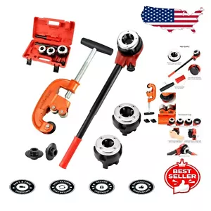 Professional Pipe Thread Kit: Cutter & Manual Tool with 3 Dies for Versatile Use - Picture 1 of 10