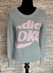 Wildfox Diet Coke Sweater Jumper Grey Pink Loose Knit Extra Small UK 6-8 US 0-2 - Picture 1 of 8