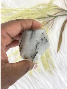 Tourmaline Quartz Freeform - 60MM Tourmalinated Quartz Geometric Freeform - Picture 1 of 7
