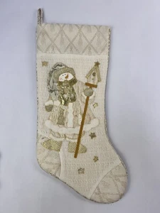 Prima Creations Snowman Bird House Holiday Stocking Christmas Ivory Gold - Picture 1 of 5