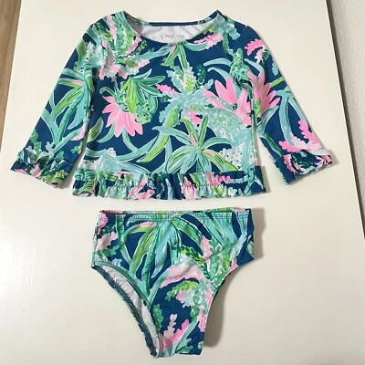 Lilly Pulitzer Sweet Escape Margo UPF 50+ 2-Pc Rashguard Swim Set Girls Size 2 - Image 1 of 4