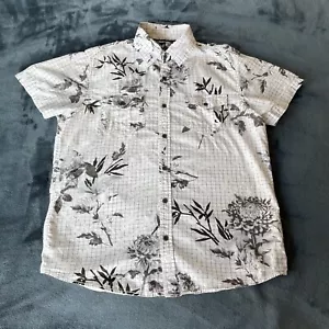 Truth Substance & Common Sense Kurzarm Hemd mit Knopfleiste weiß kariert Blumen M - Bild 1 von 10