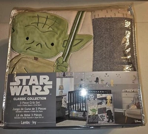 Lambs & Ivy Star Wars Classic Baby Crib Bedding Set - Yoda/Darth Vader - 3pc - Picture 1 of 2