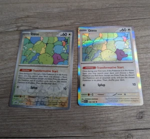 Tarjeta de juego de cartas coleccionables Pokémon Ditto x2 (1 reverso y 1 holograma regular) Nintendo 2023 132/165 S&V - Imagen 1 de 7