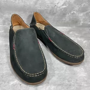 Olukai Nohea Nubuck Slip On Flats Shoes Black Leather Women's Size 8.5 - Picture 1 of 14