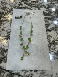 GORGEOUS!! Anzie Peridot/Citrine/Pearl 14K Yellow Gold Necklace 17" NEW - Picture 1 of 8