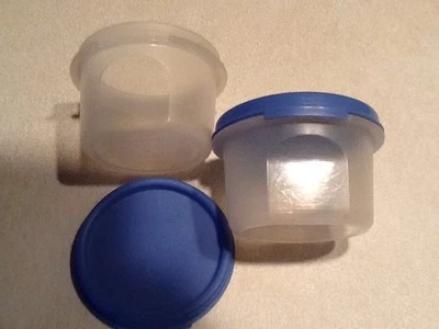 Tupperware Modular Mates pequeño 7 oz. Juego de 2 sellos azules redondos #1 Foto 1 de 3