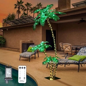 Lighted Palm Tree 7FT 3FT 2FT Artificial Palm Tree Decor for Outdoor 218 LED ... - Picture 1 of 6