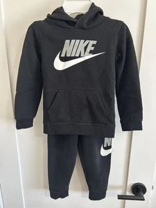 Nike Toddler Boys Crew Neck Sweatshirt Sweatpants Set Black Size 4T - Picture 1 of 4