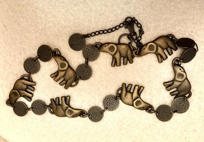 "De colección Elefante Safari Animal Cadena Eslabón Cinturón Bronce Metal Ajustable 35""-41""" Foto 1 de 4