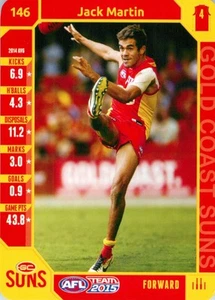 2015 Gold Coast Suns AFL TeamCoach Card - Jack Martin - Photo 1/3