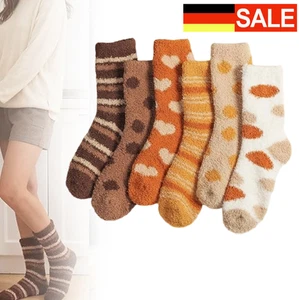 6 Paar Kuschelsocken Damen Anti Rutsch Socken warm & flauschig Bunt - Bild 1 von 6