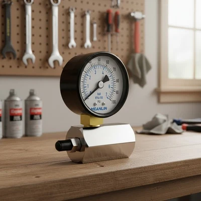 2" Chrome Body Air  Pressure Gauge, 0-100 PSI, Ideal for Air Circuit Tests - Image 1 of 4