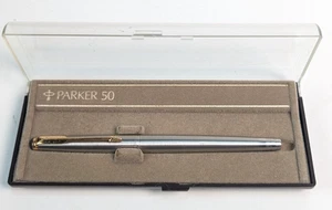 Rare Vintage Parker 50 Falcon Brushed Stainless Fountain Pen 1979 Integrated Nib - Picture 1 of 23