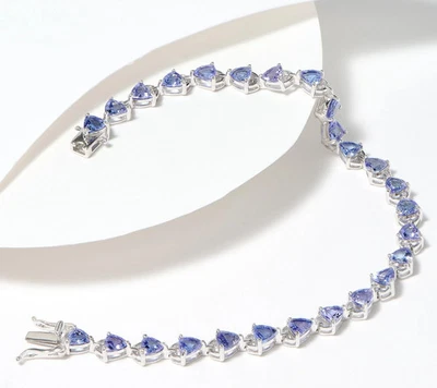 Affinity Gems Sterling Silver Trillion Cut Tanzanite Line Bracelet, 7-1/4" - Image 1 of 2