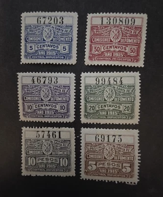 Argentina SANTA FE 1915 Revenue Stamp Lot Unused MNH OG Fiscal Tax BOB T17713 - Image 1 of 2
