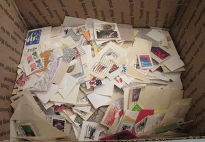 5 pounds of US postage stamps Box lot hoard on paper box filled to the top..197 - Picture 1 of 14