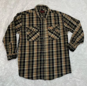 Camisa de franela pesada Five Brother vintage de los 90 para hombre talla L grande tostada a cuadros - Imagen 1 de 9
