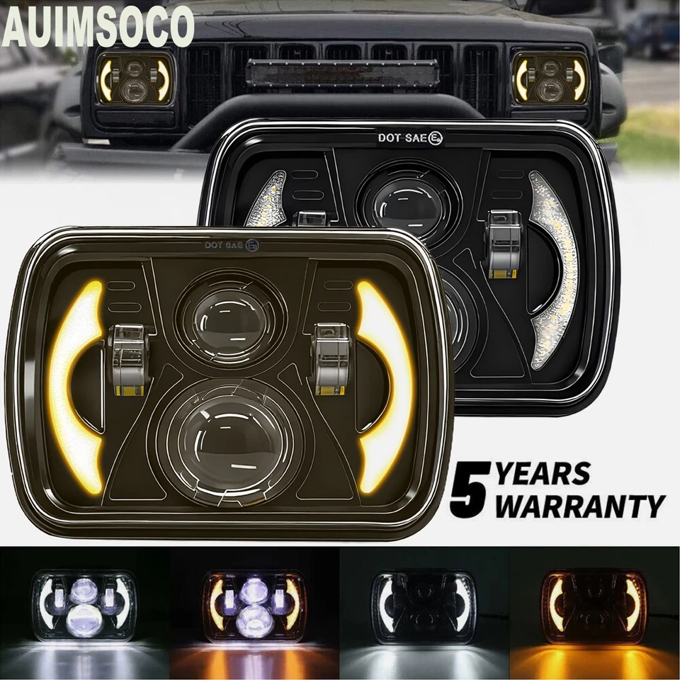 Par de faros LED 5x7 7x6 para Jeep Wrangler YJ 1984-2001 Cherokee XJ 1986-1995 Foto 1 de 4
