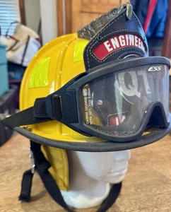 Vtg CAIRNS 1010 Firefighter HELMET Yellow LAWRENCE KANSAS Engineer - Picture 1 of 12