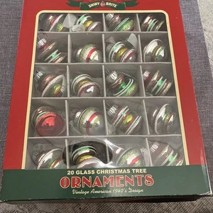 20 Mini 1.25” Christopher Radko Shiny Brite Christmas Tree Ornaments In Box NEW - Picture 1 of 4
