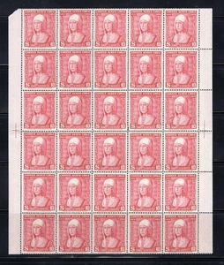 CHILE 1951 Sc.C166 Isabella 10p red MNH massive block of 30 - Picture 1 of 1