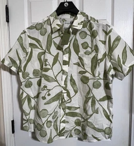 Goodfellow & Co. Men's Medium Leaf Print Short Sleeve Poplin Button Up Shirt - Picture 1 of 4