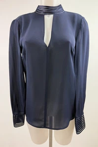 VERONICA BEARD NWT $395 Navy Blue Silk Bolton Tie Back Blouse Size 2 - Picture 1 of 6