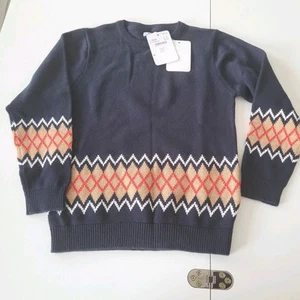 Mayoral Boys Size 9 Sweater Pullover Argyle Navy Blue Cotton Blend New with Tags - Picture 1 of 3